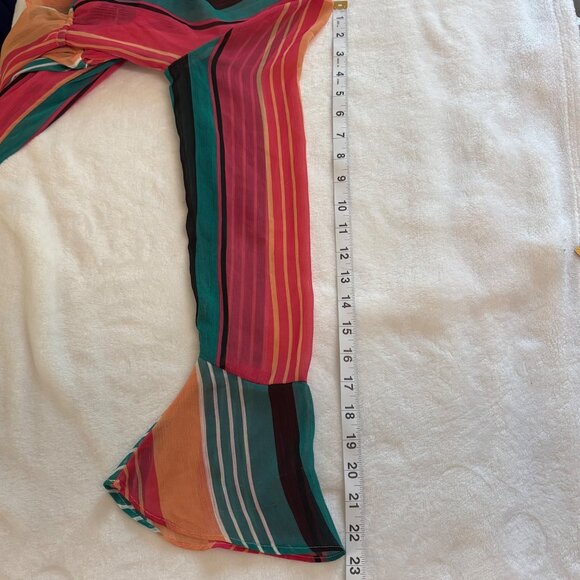 No Boundaries Striped Multicolor Sheer High-Low Ruffle Duster Cardigan Size S - Picture 11 of 11